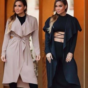 LIGHT BROWN TEXTURED DUSTER CARDIGAN